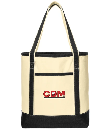 Canvas boat tote with the CDM logo