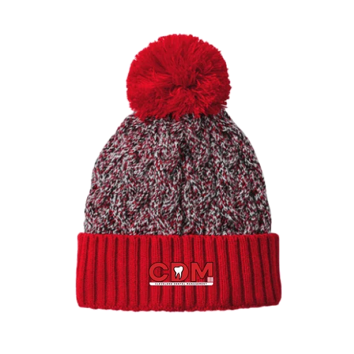 Marled Knit Pom Beanie, Scarlet/Black/White