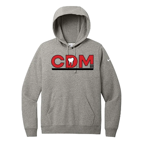 Women's Club Fleece Sleeve Swoosh Pullover Hoodie, Dark Grey Heather