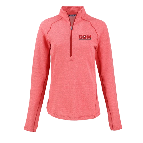 Women's Half Zip Pullover, Red Heather
