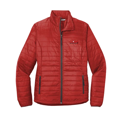 Women's Packable Puffy Jacket, Fire Red Graphite