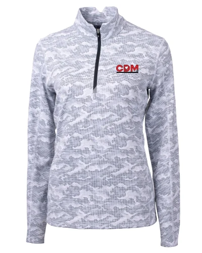 Women's Traverse Camo Print Stretch Quarter Zip Pullover, Charcoal